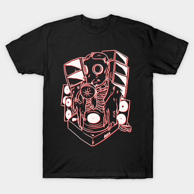 Tekno Soundsystem Vinyl Gas Mask T-Shirt by T-Shirt Dealer